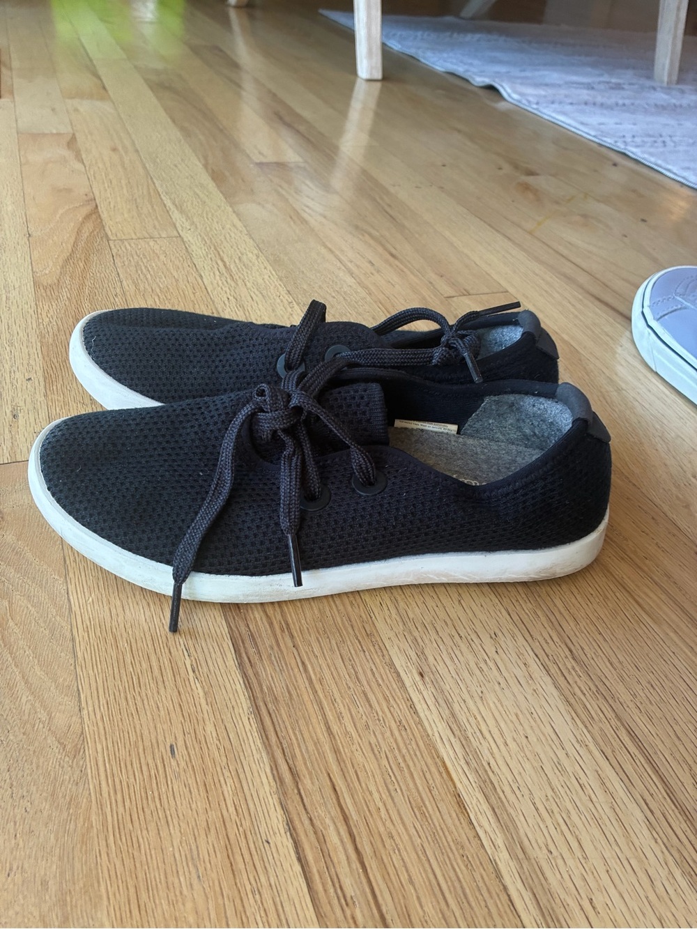 allbirds Men’s Black Knit Lace-Up Sneaker with White Sole